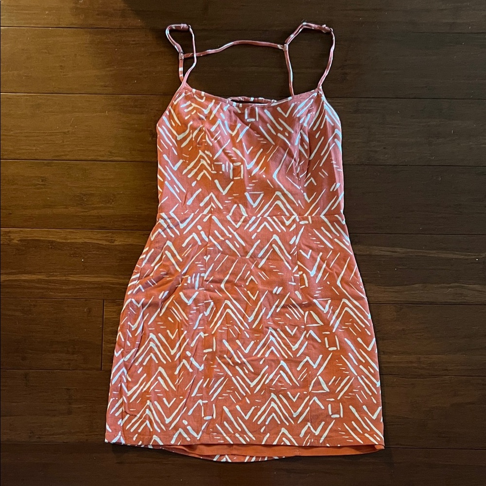 Forever 21 Orange and White Spaghetti Strap Mini Dress